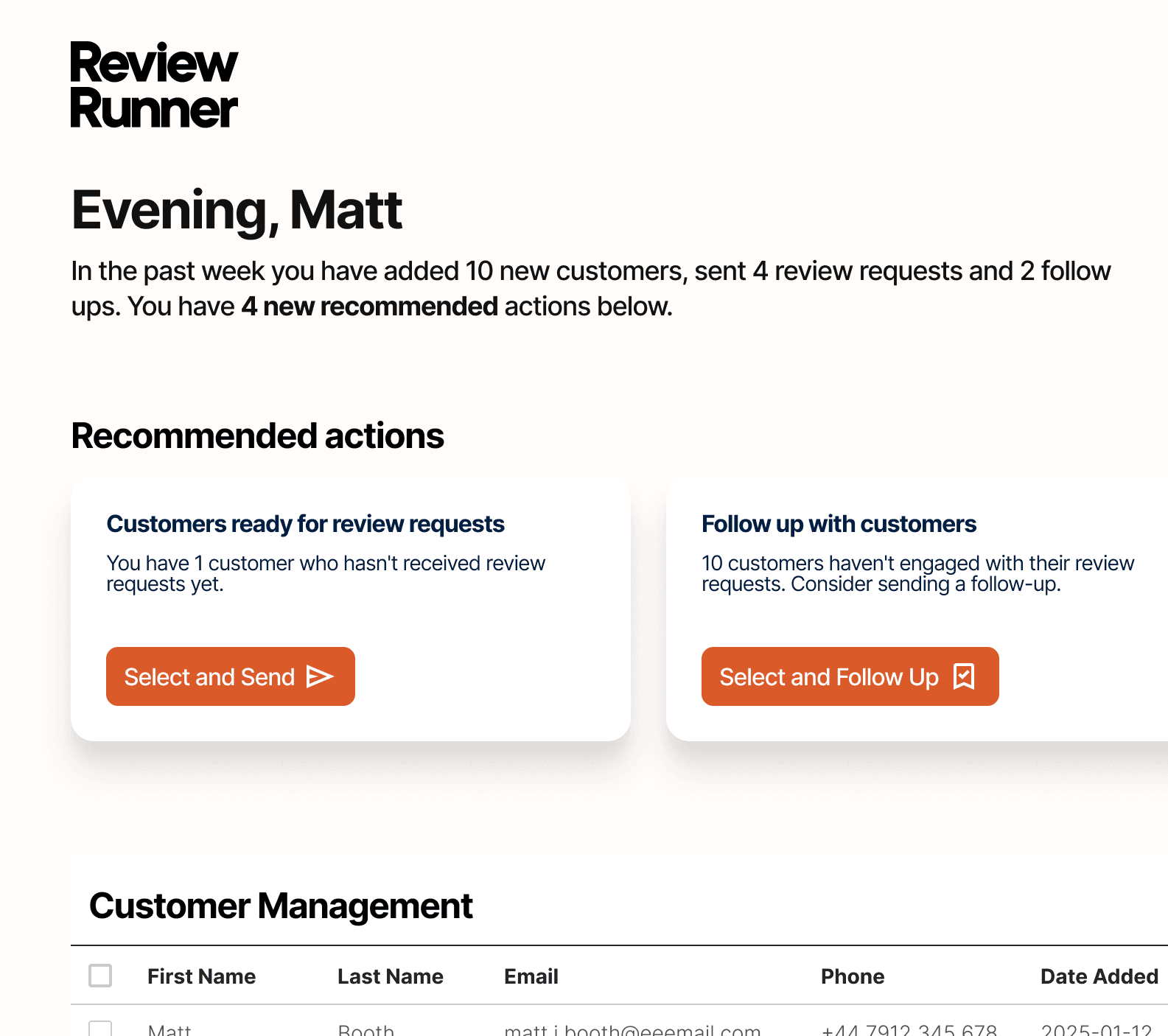 Professional business owner using Review Runner